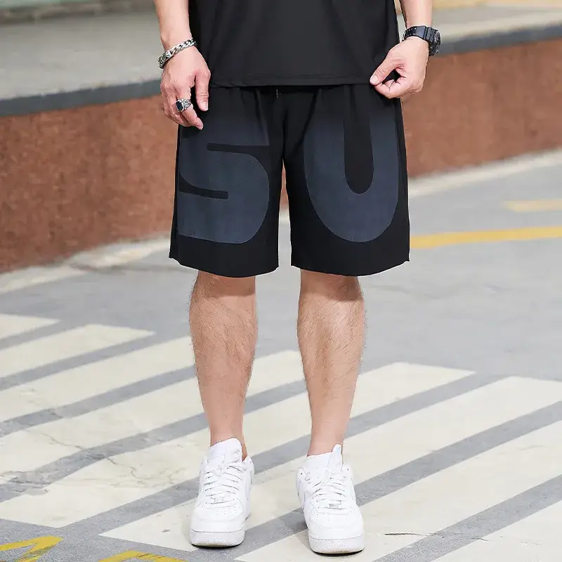 Men Ice Silk Sports Shorts Extra Large Black