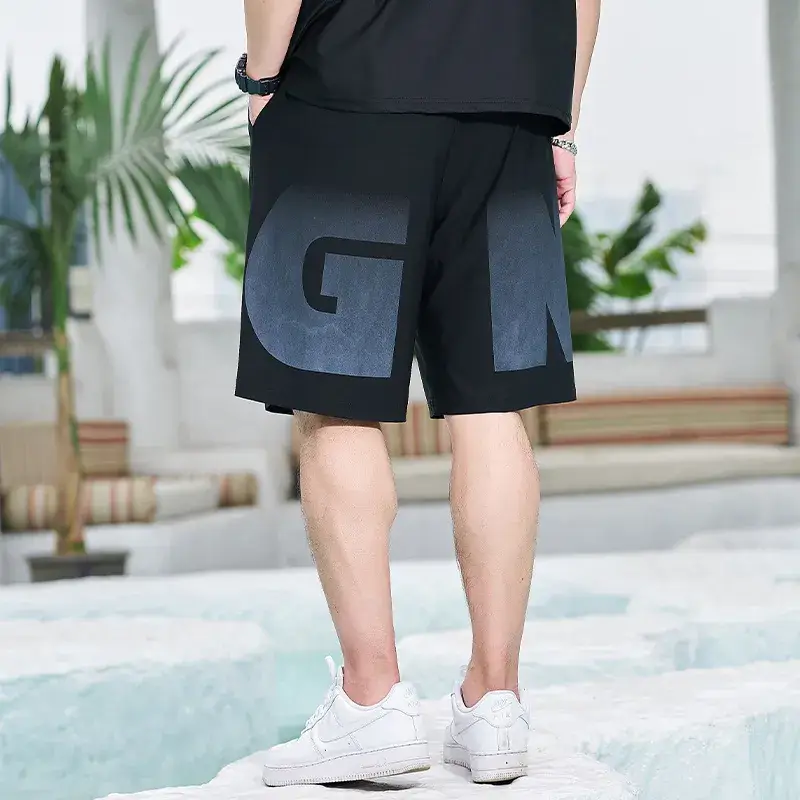 Men Ice Silk Sports Shorts Extra Large Black