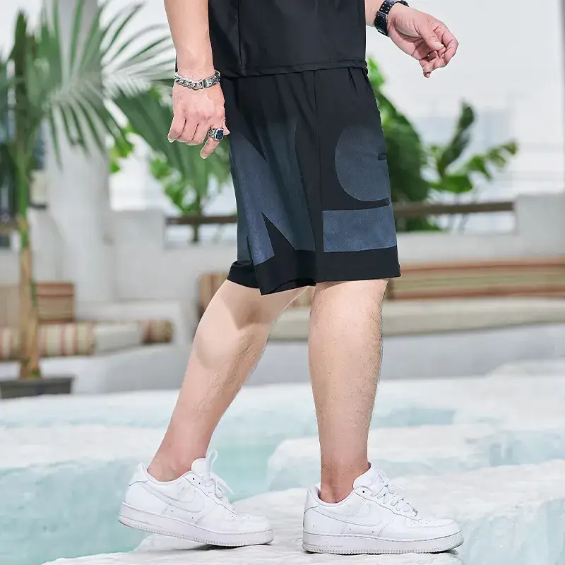Men Ice Silk Sports Shorts Extra Large Black