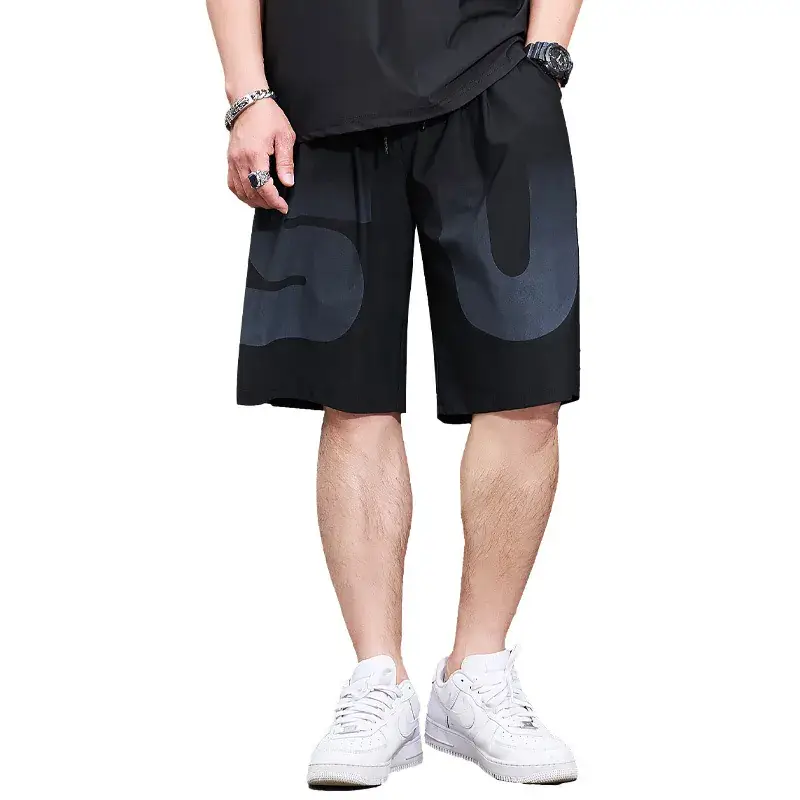 Men Ice Silk Sports Shorts Extra Large Black