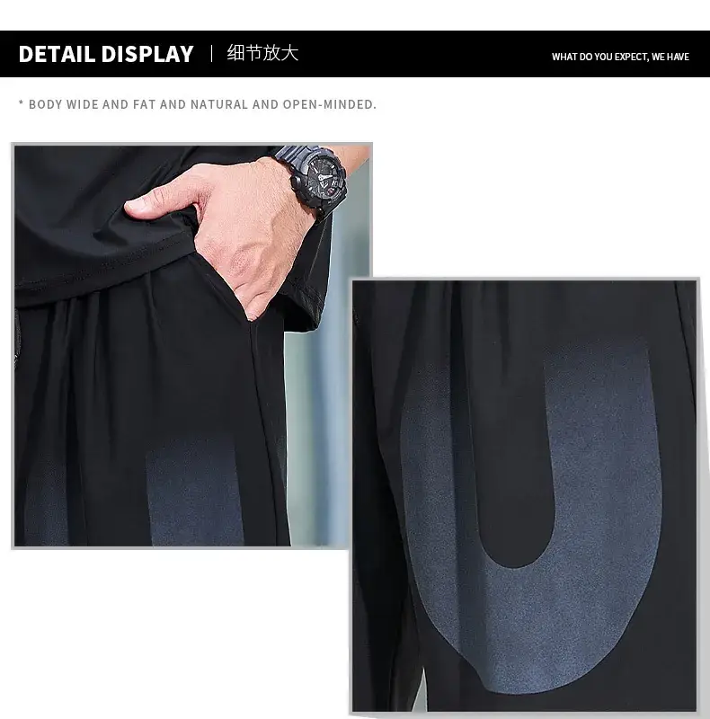 Men Ice Silk Sports Shorts Extra Large Black — feature 13