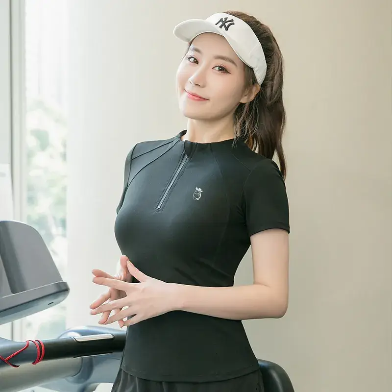 Women's Black Yoga Top Short Sleeve Fat mm 100kg - Image 3