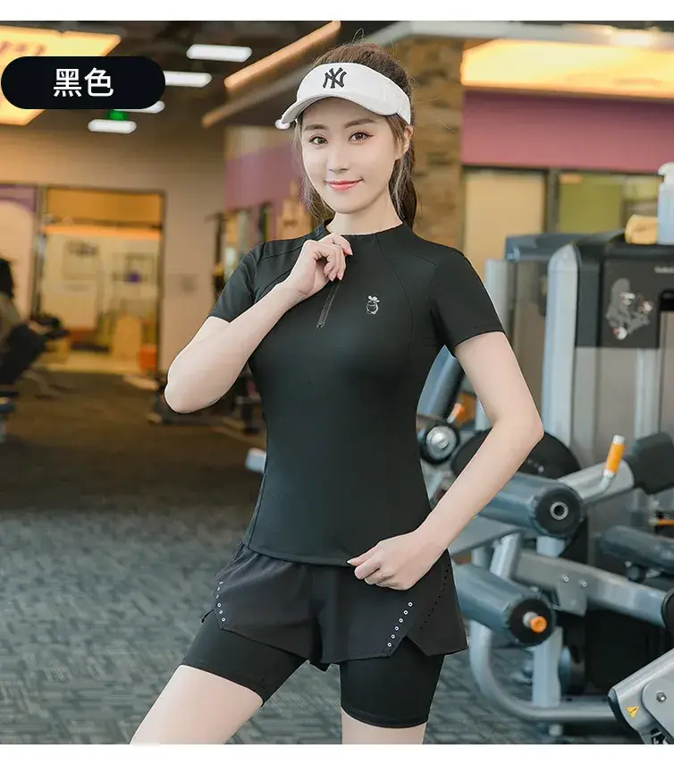 Women's Black Yoga Top Short Sleeve Fat mm 100kg — feature 14
