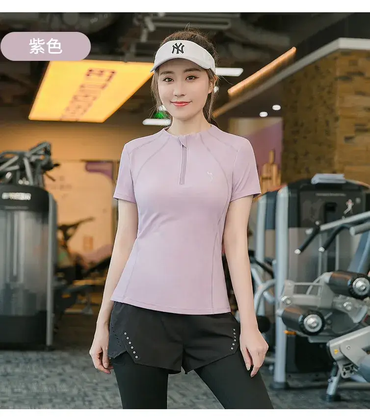 Women's Black Yoga Top Short Sleeve Fat mm 100kg — feature 16