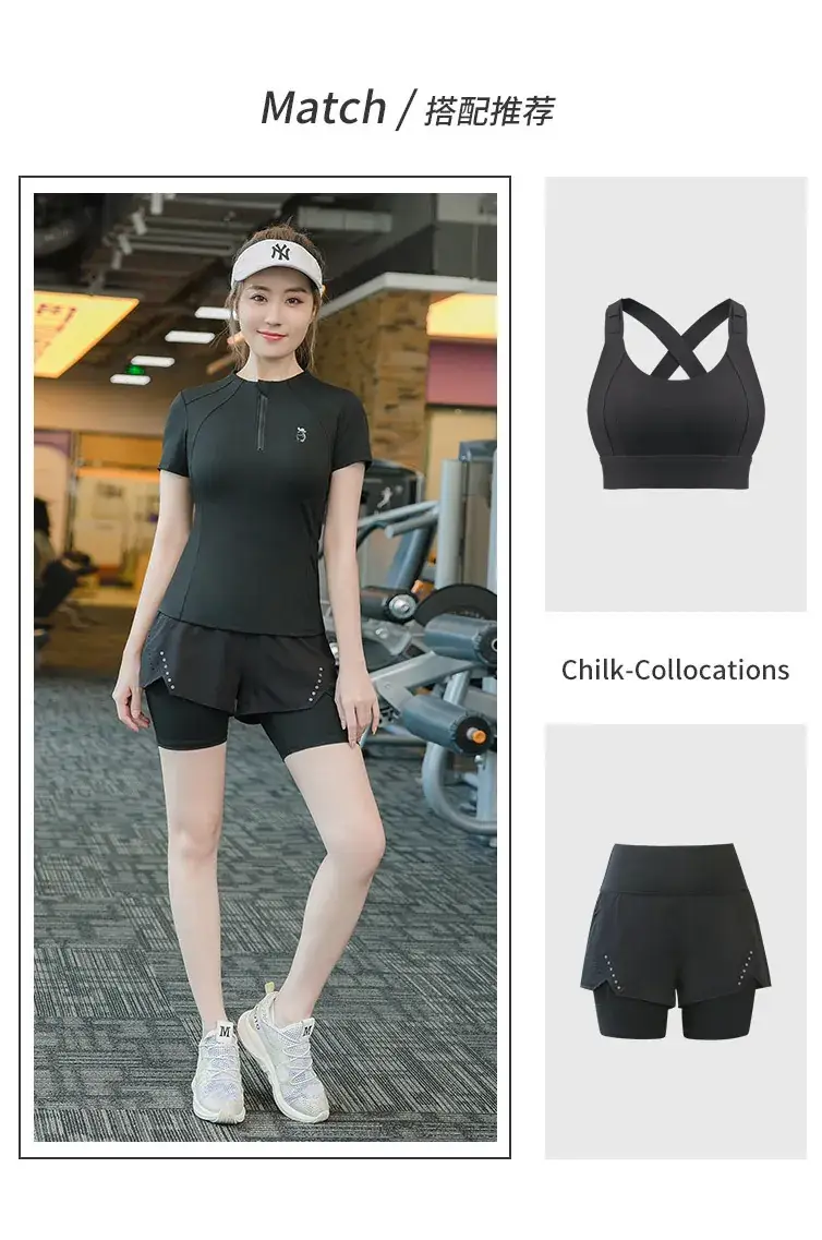 Women's Black Yoga Top Short Sleeve Fat mm 100kg — feature 8