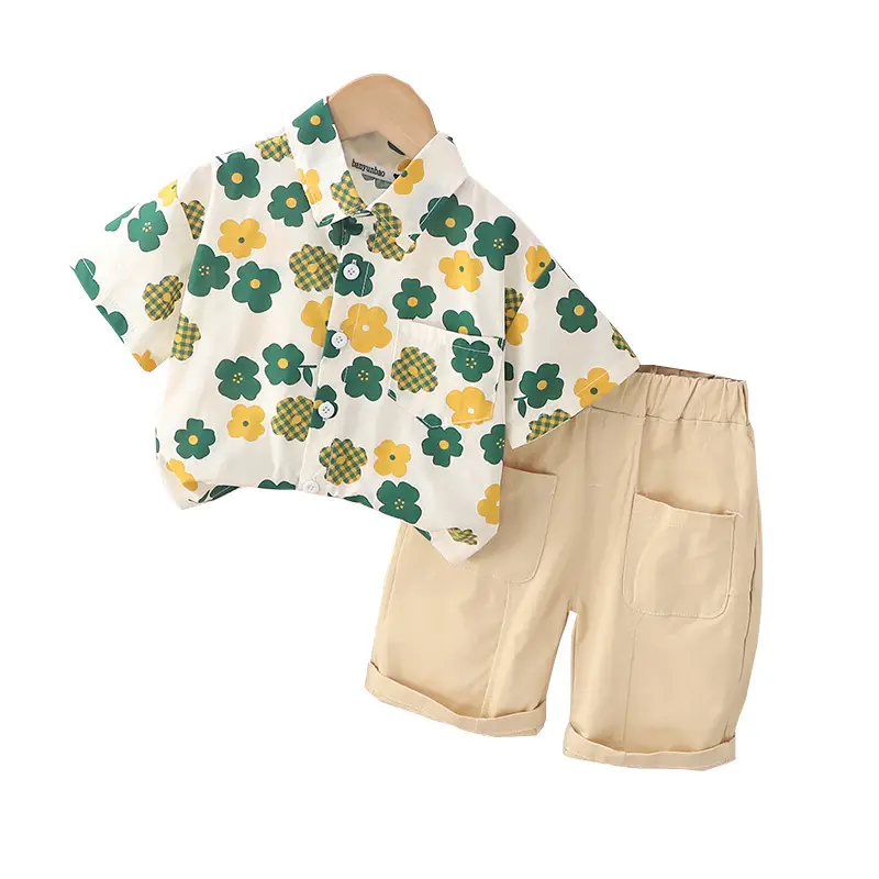 Baby Cotton Floral Split Boy Suit Summer Two Piece Set - Image 7