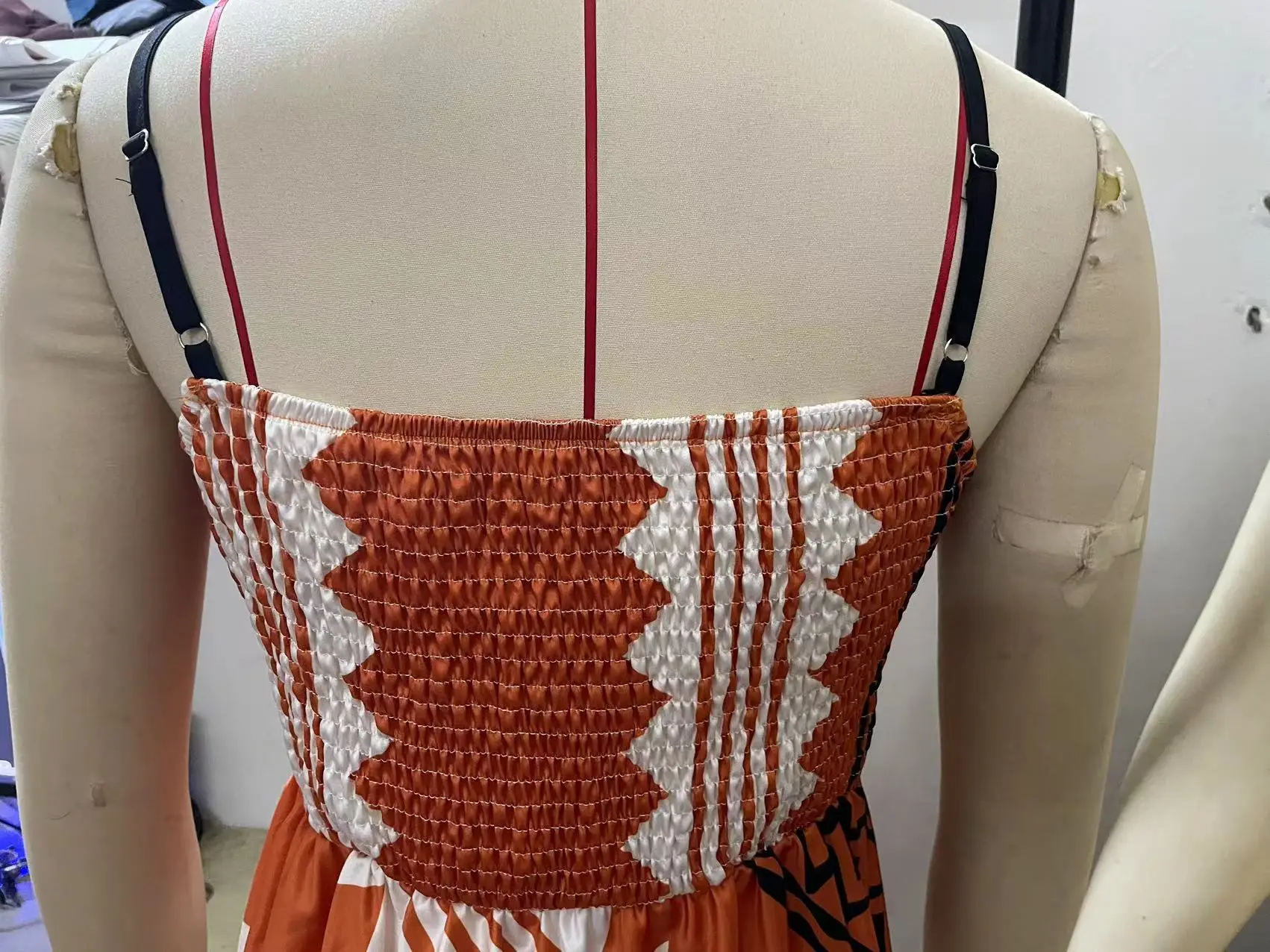 V-Neck Silk Printed Pencil Skirt Dress Brown — feature 13