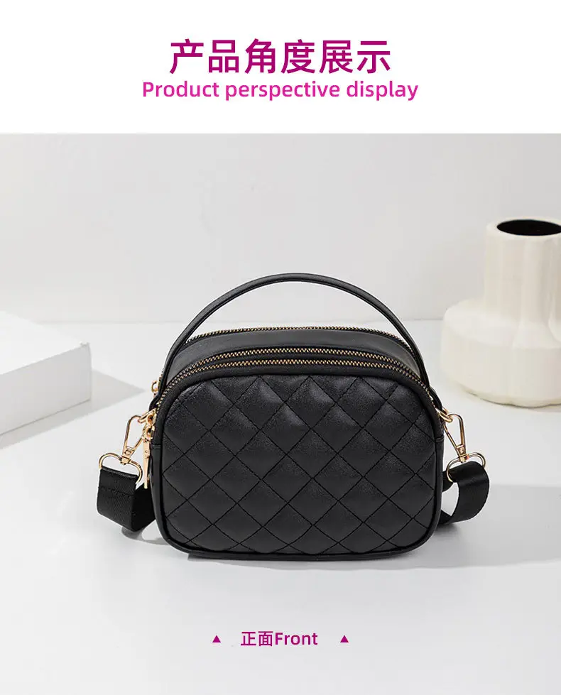 Women's Quilted Shoulder Bag Beige Gold Zip — feature 8