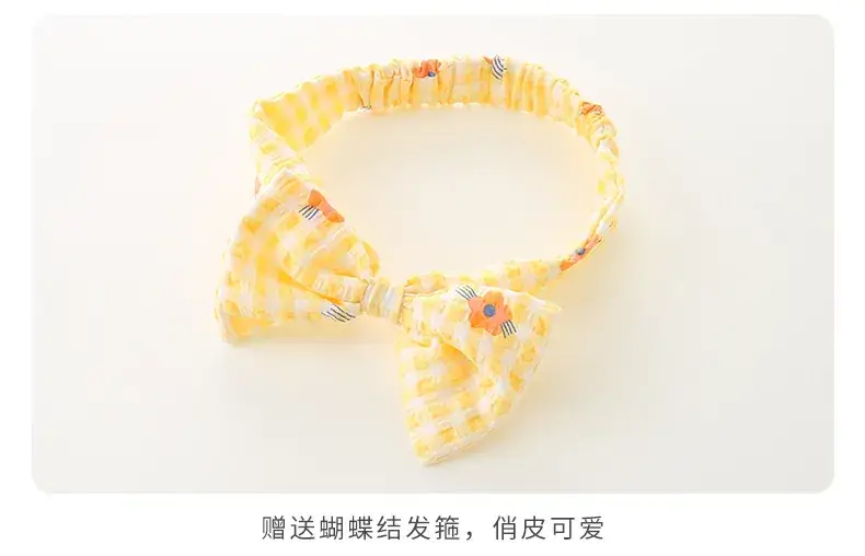 Girls' Yellow Plaid Newborn Jumpsuit with Bow Hat — feature 15