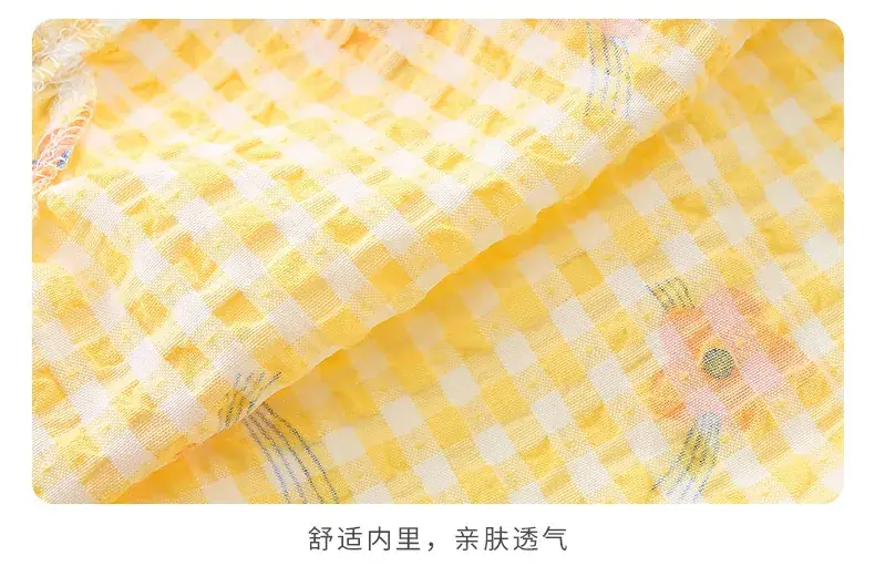 Girls' Yellow Plaid Newborn Jumpsuit with Bow Hat — feature 21