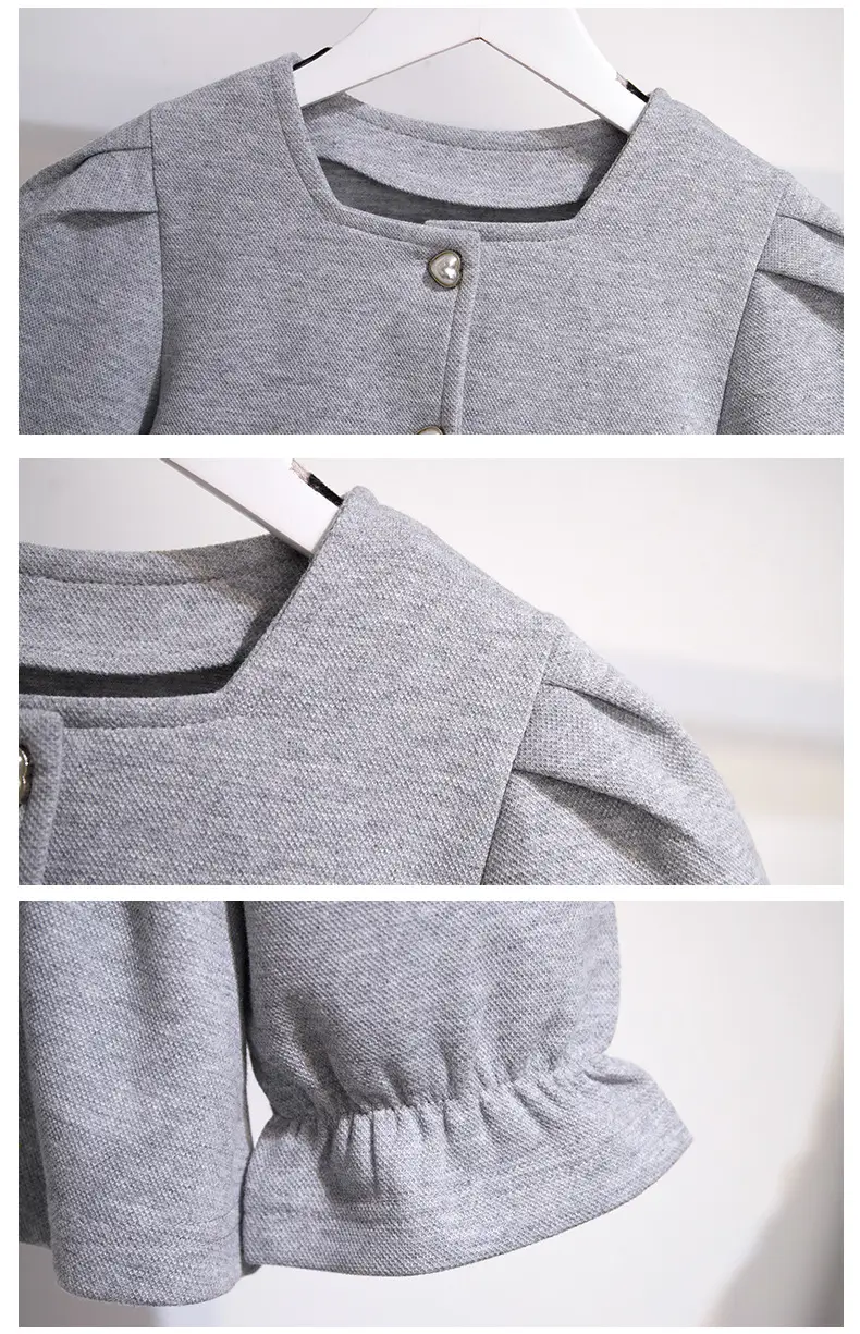 Girls Grey Flared Button Top Suit Spring — feature 11