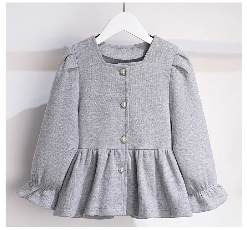 Girls Grey Flared Button Top Suit Spring — feature 6