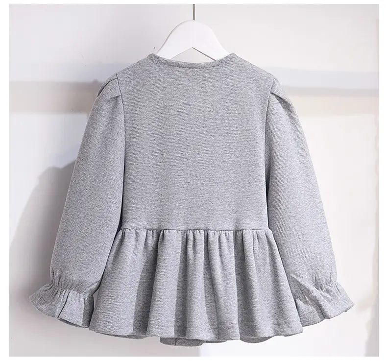 Girls Grey Flared Button Top Suit Spring — feature 7
