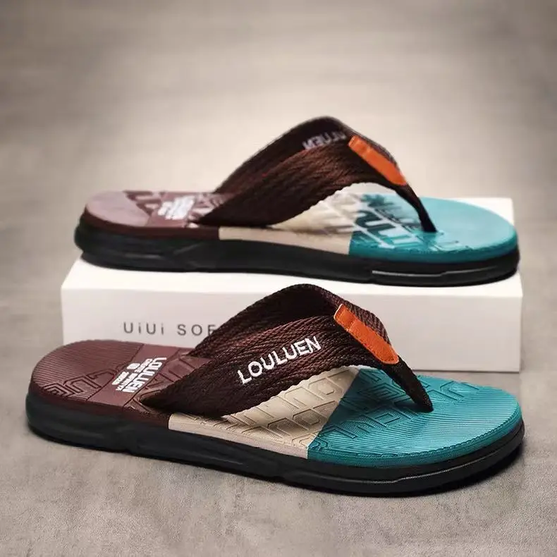 2026 Summer Men's Orange Thong Sandals