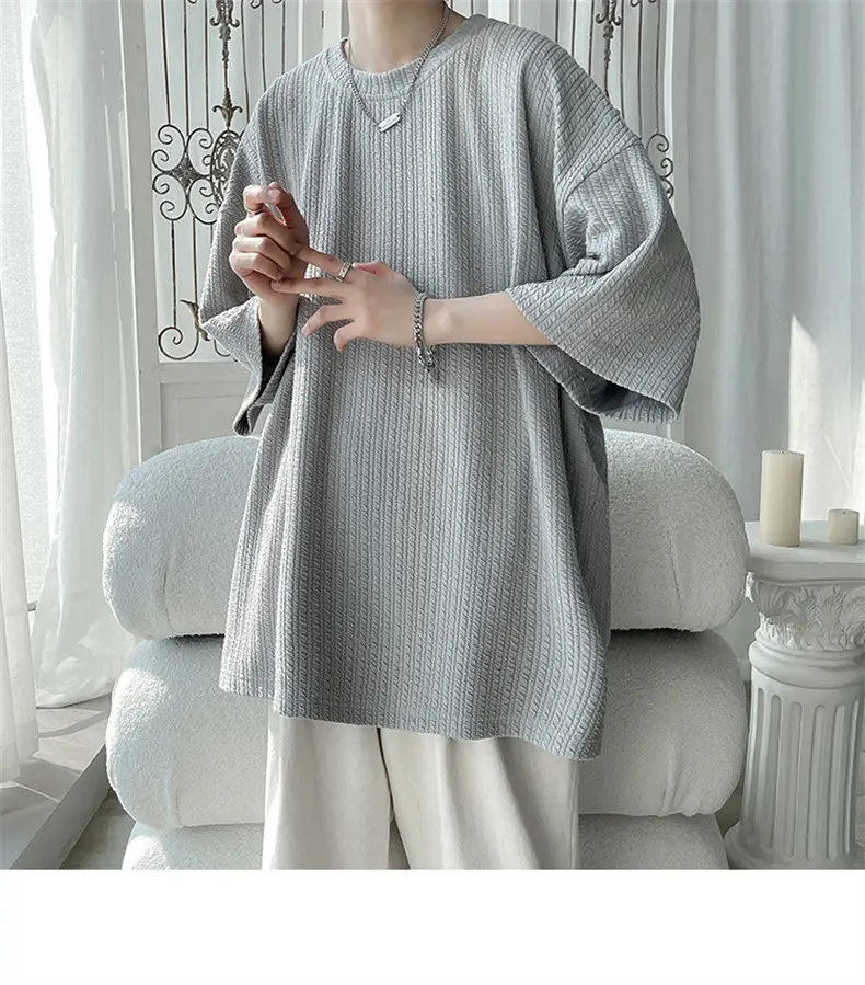 Men White Japanese Trendy 7-Sleeve T-Shirt — feature 11