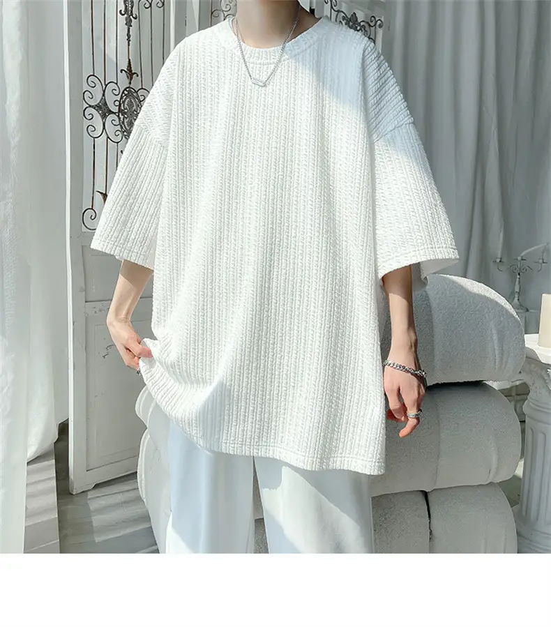 Men White Japanese Trendy 7-Sleeve T-Shirt — feature 18