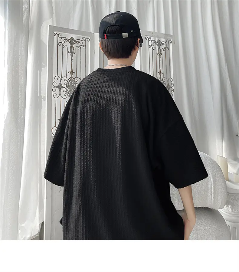 Men White Japanese Trendy 7-Sleeve T-Shirt — feature 29