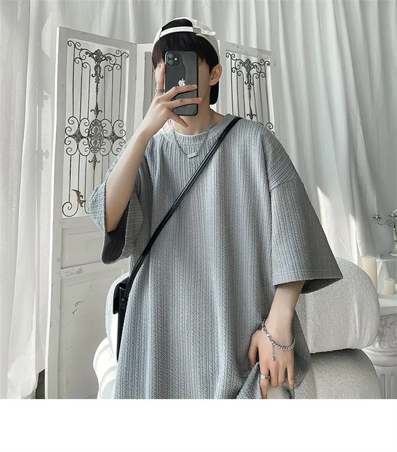Men White Japanese Trendy 7-Sleeve T-Shirt — feature 5
