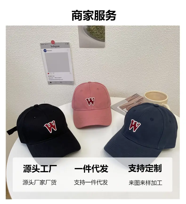 Women W Letter Cap Extra Large Navy Blue — feature 3