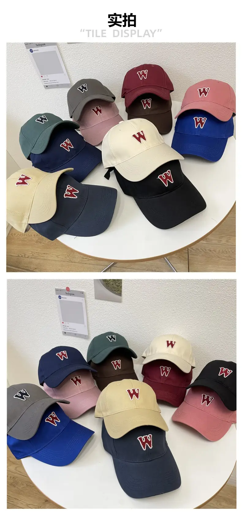 Women W Letter Cap Extra Large Navy Blue — feature 4