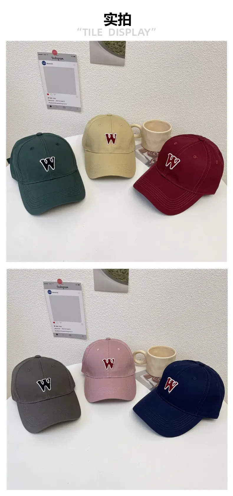 Women W Letter Cap Extra Large Navy Blue — feature 6