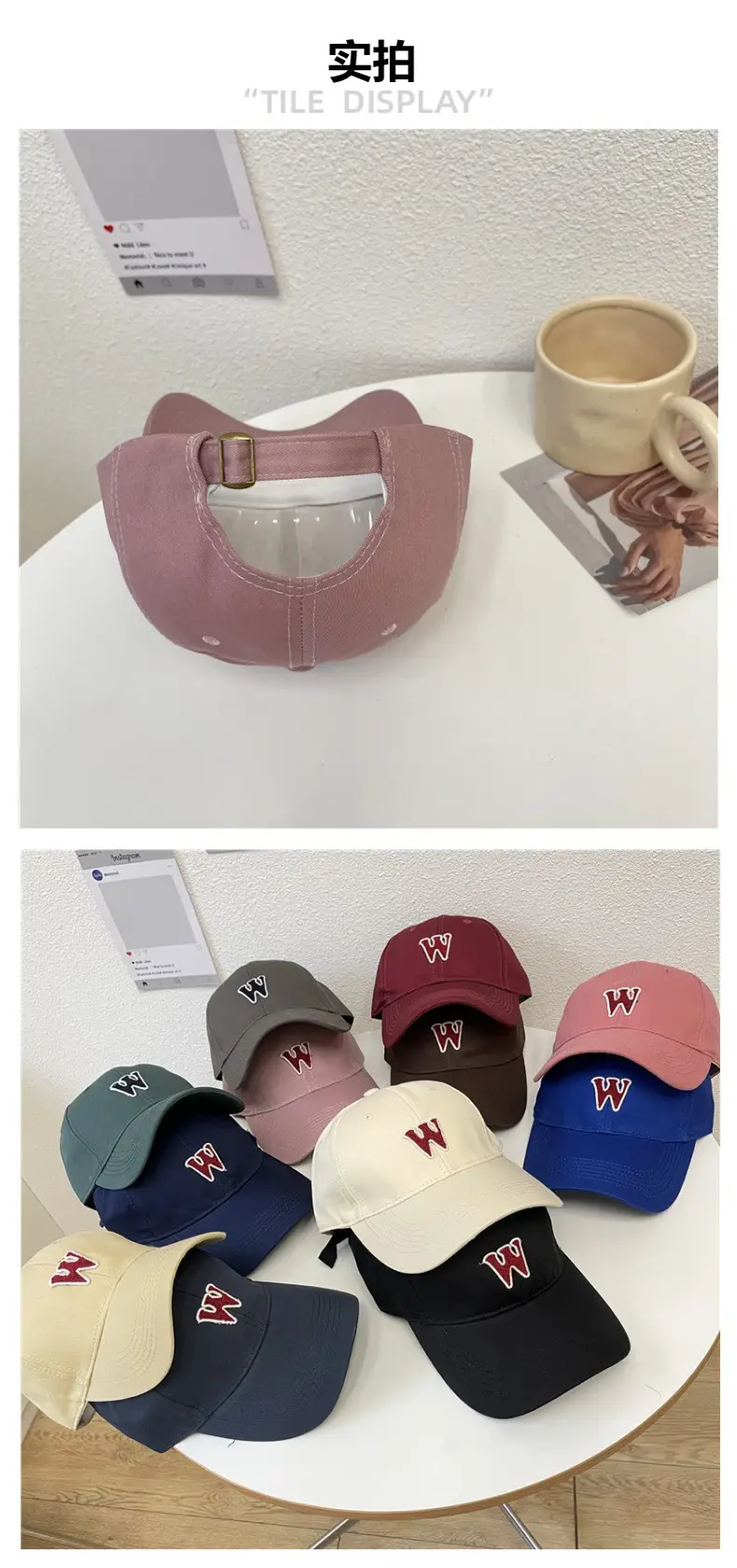 Women W Letter Cap Extra Large Navy Blue — feature 8