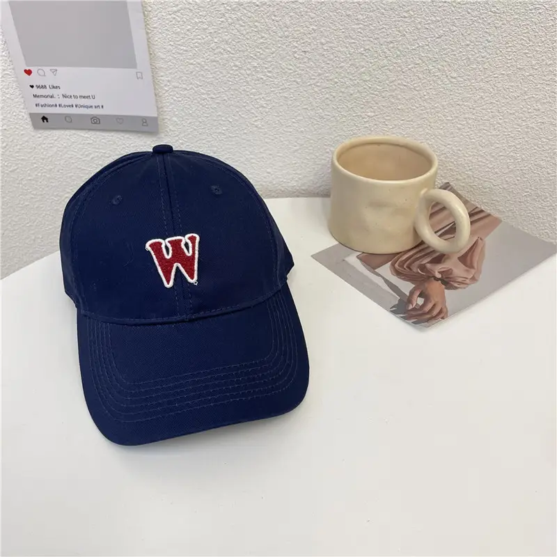 Women W Letter Cap Extra Large Navy Blue - Image 10