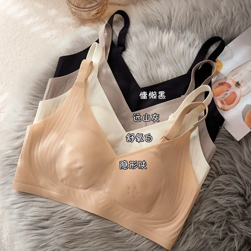 Large Bust Minimizing Ice Silk Seamless Underwear for Women, Foundation-Like Latex Bra, Summer Thin Breathable Plus-Size Bra for Summer