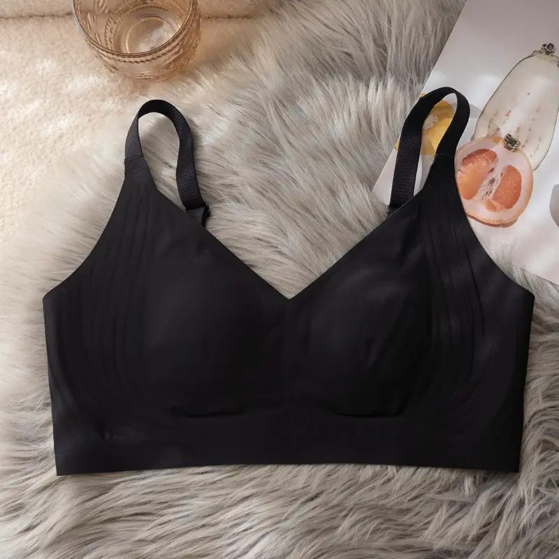 Large Bust Minimizing Ice Silk Seamless Underwear for Women, Foundation-Like Latex Bra, Summer Thin Breathable Plus-Size Bra for Summer