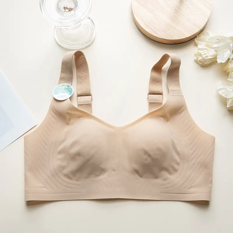 Large Bust Minimizing Ice Silk Seamless Underwear for Women, Foundation-Like Latex Bra, Summer Thin Breathable Plus-Size Bra for Summer
