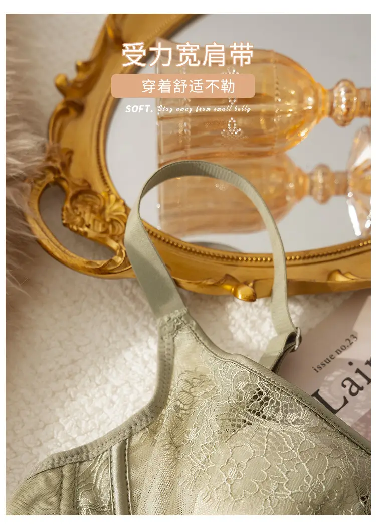 Women French Lace Bra Rabbit Ears Soft Steel Ring Mulberry Silk — feature 10
