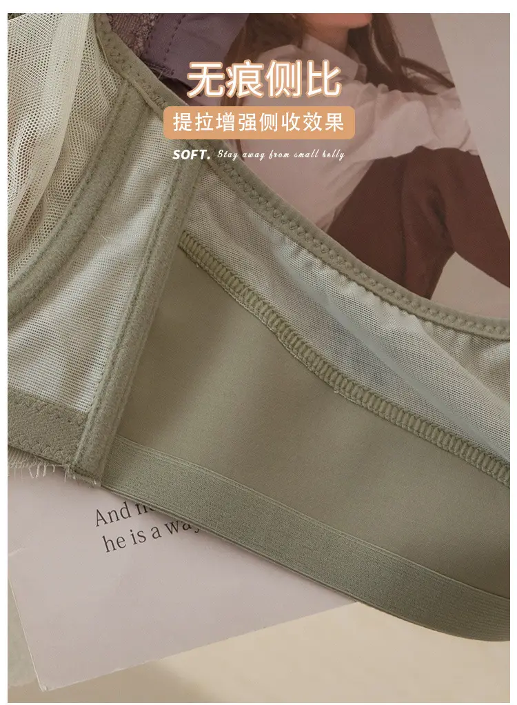 Women French Lace Bra Rabbit Ears Soft Steel Ring Mulberry Silk — feature 11