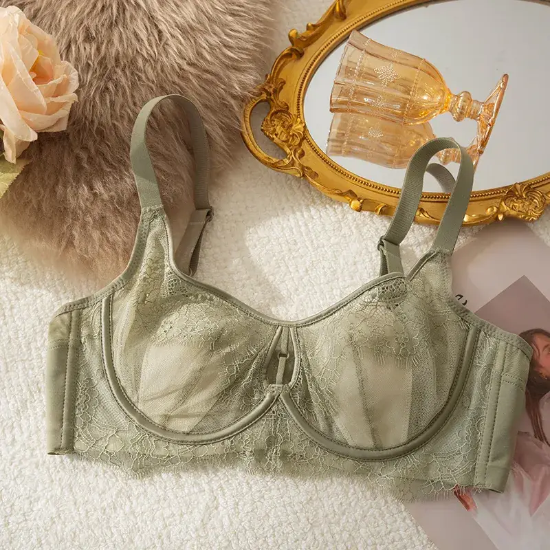 Women French Lace Bra Rabbit Ears Soft Steel Ring Mulberry Silk - Image 3