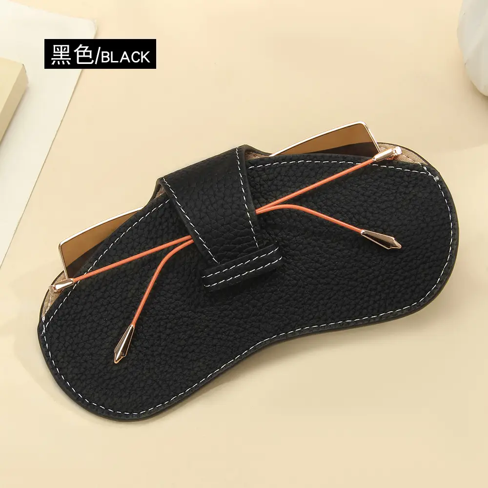 Portable Leather Sunglasses Bag Black C33 Size - Image 2