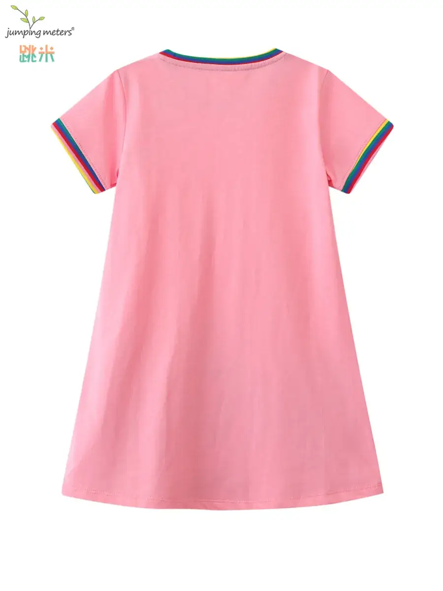 2025 Summer Embroidered Knitted Cotton Girls Dress Pink - Image 3
