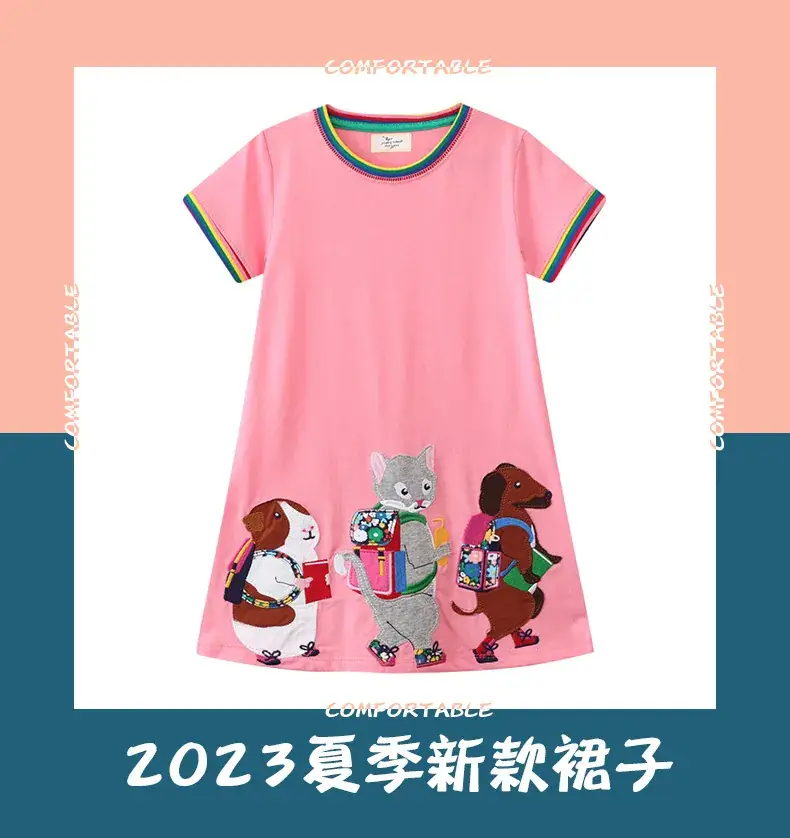 2025 Summer Embroidered Knitted Cotton Girls Dress Pink β feature 2
