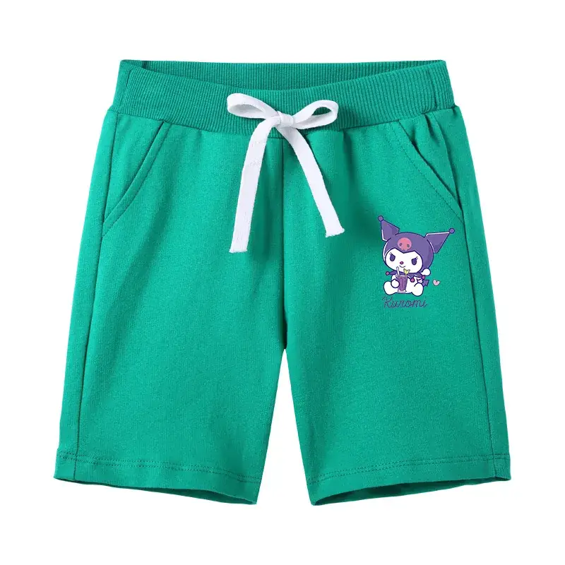 Kids Cotton Drawstring Shorts Black with Cartoon Print - Image 10