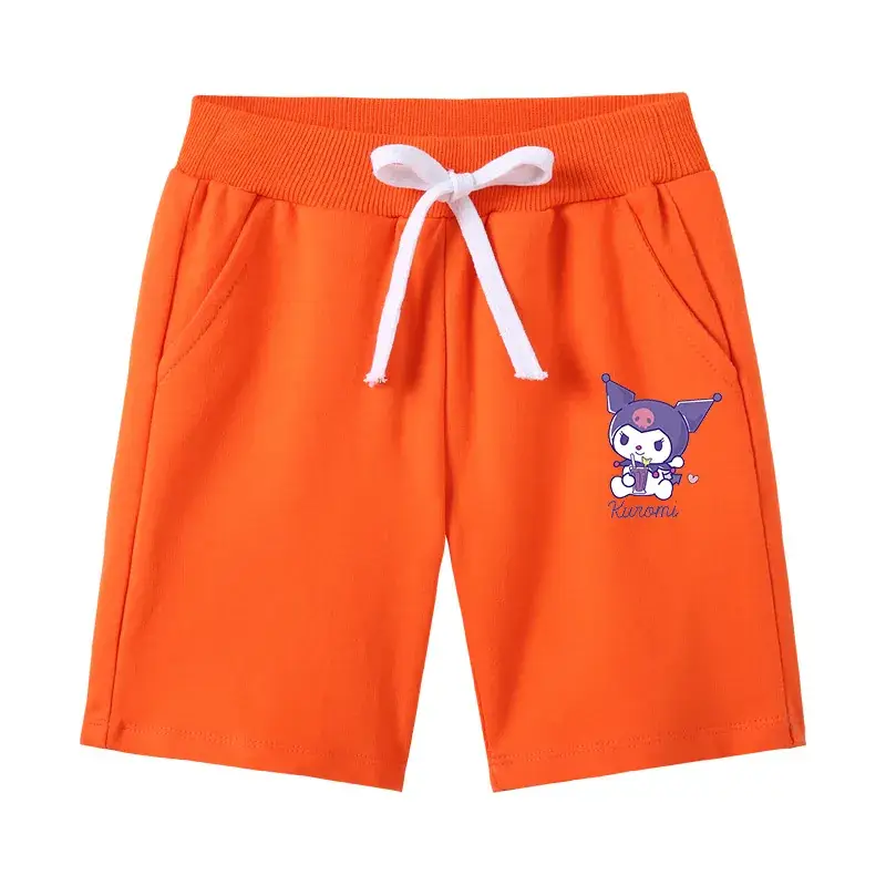 Kids Cotton Drawstring Shorts Black with Cartoon Print - Image 9