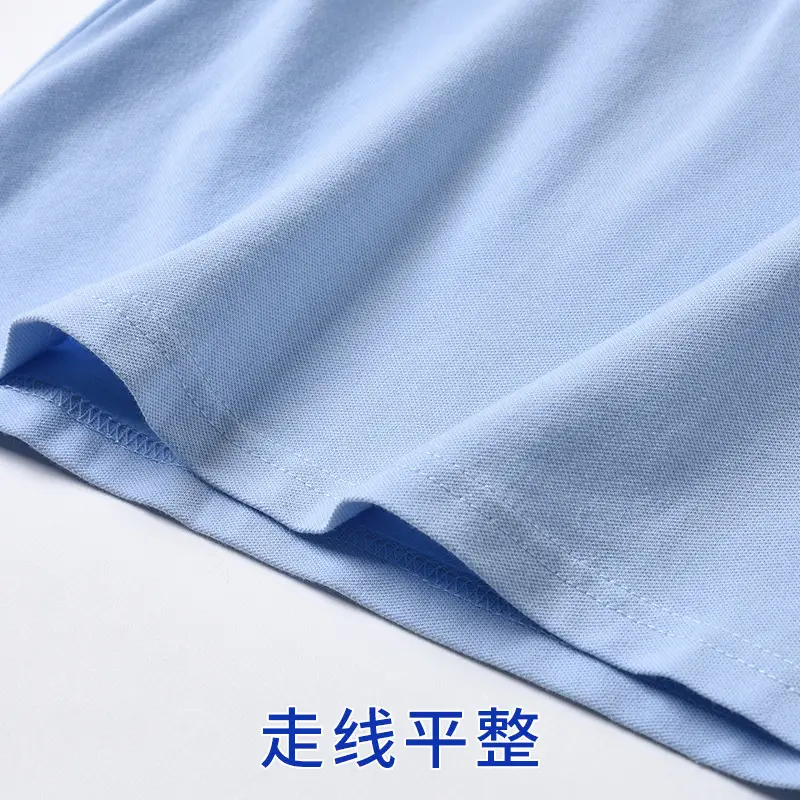 Children's Light Blue Cotton Polo Shirt Short Sleeve Primary School - Image 4
