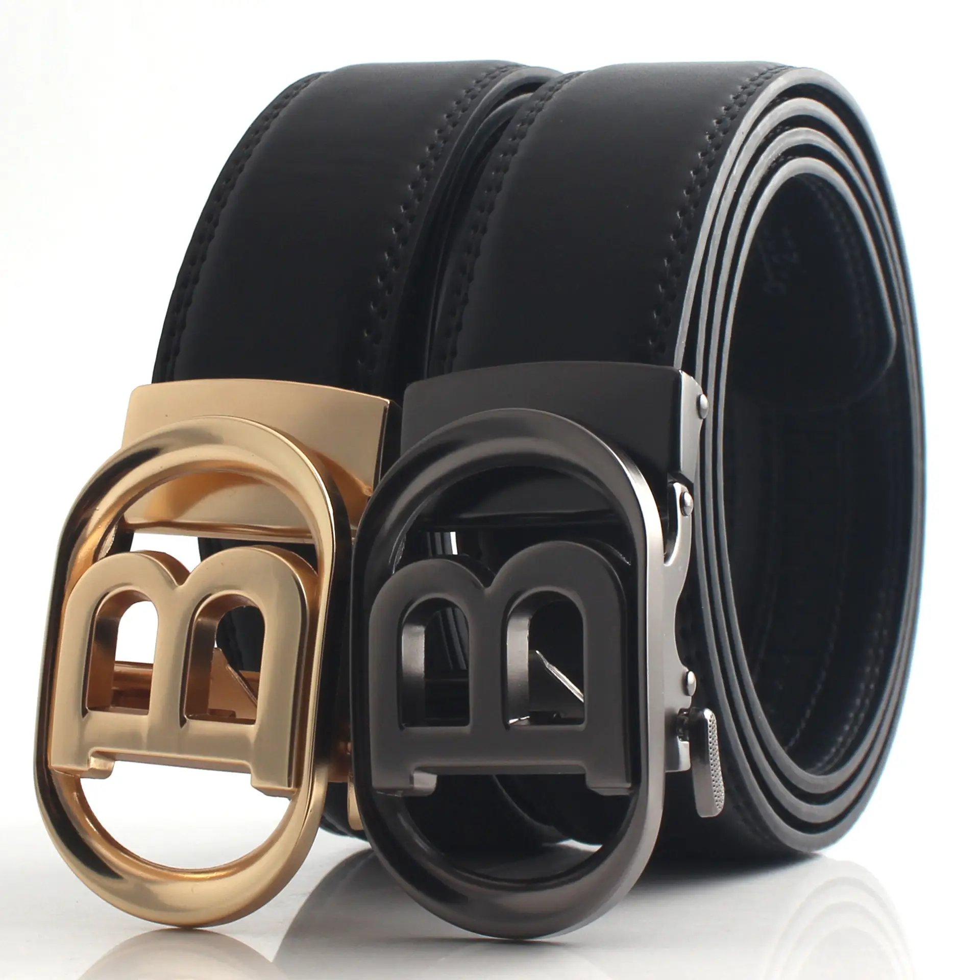 Men's Black Gold & Black Buckle Belt Automatic Closure - Image 14