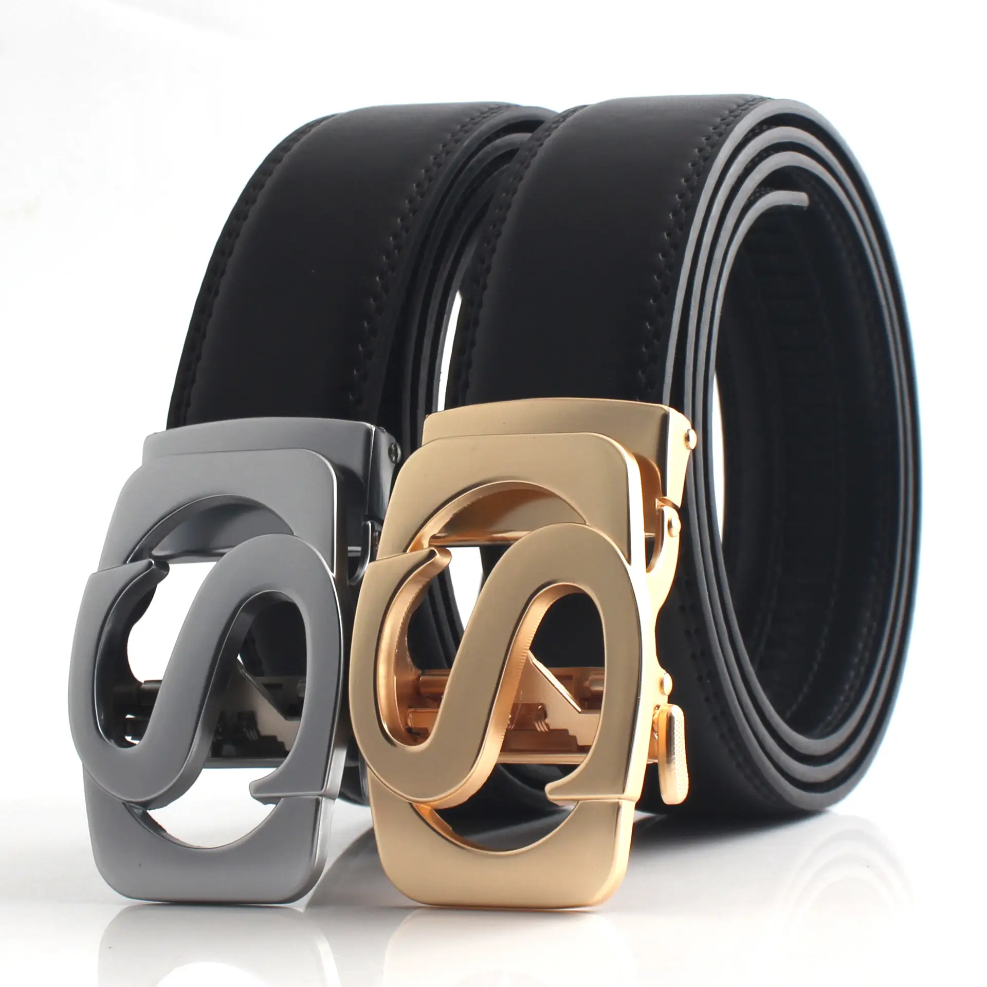 Men's Black Gold & Black Buckle Belt Automatic Closure β feature 9