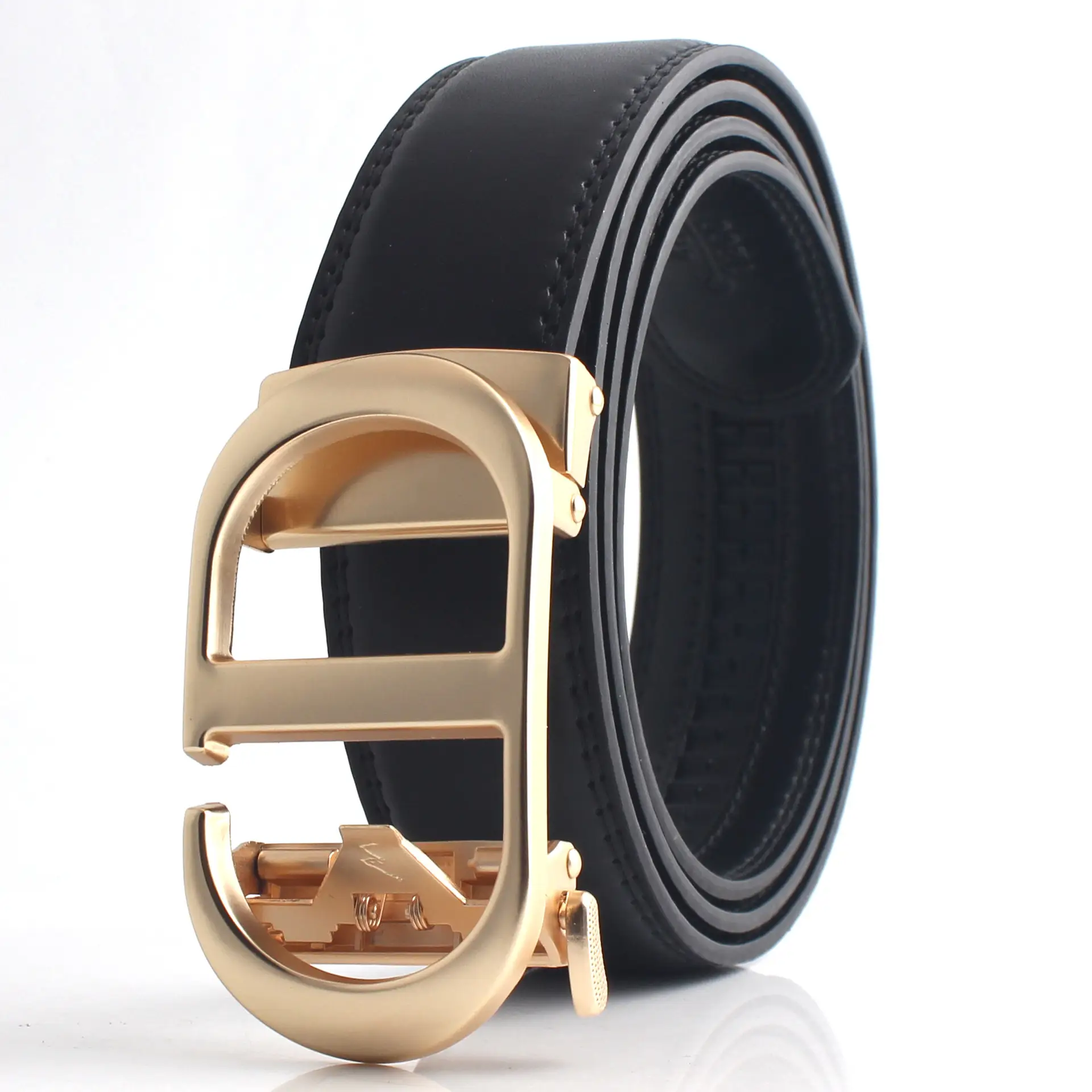 Men's Black Gold & Black Buckle Belt Automatic Closure - Image 7