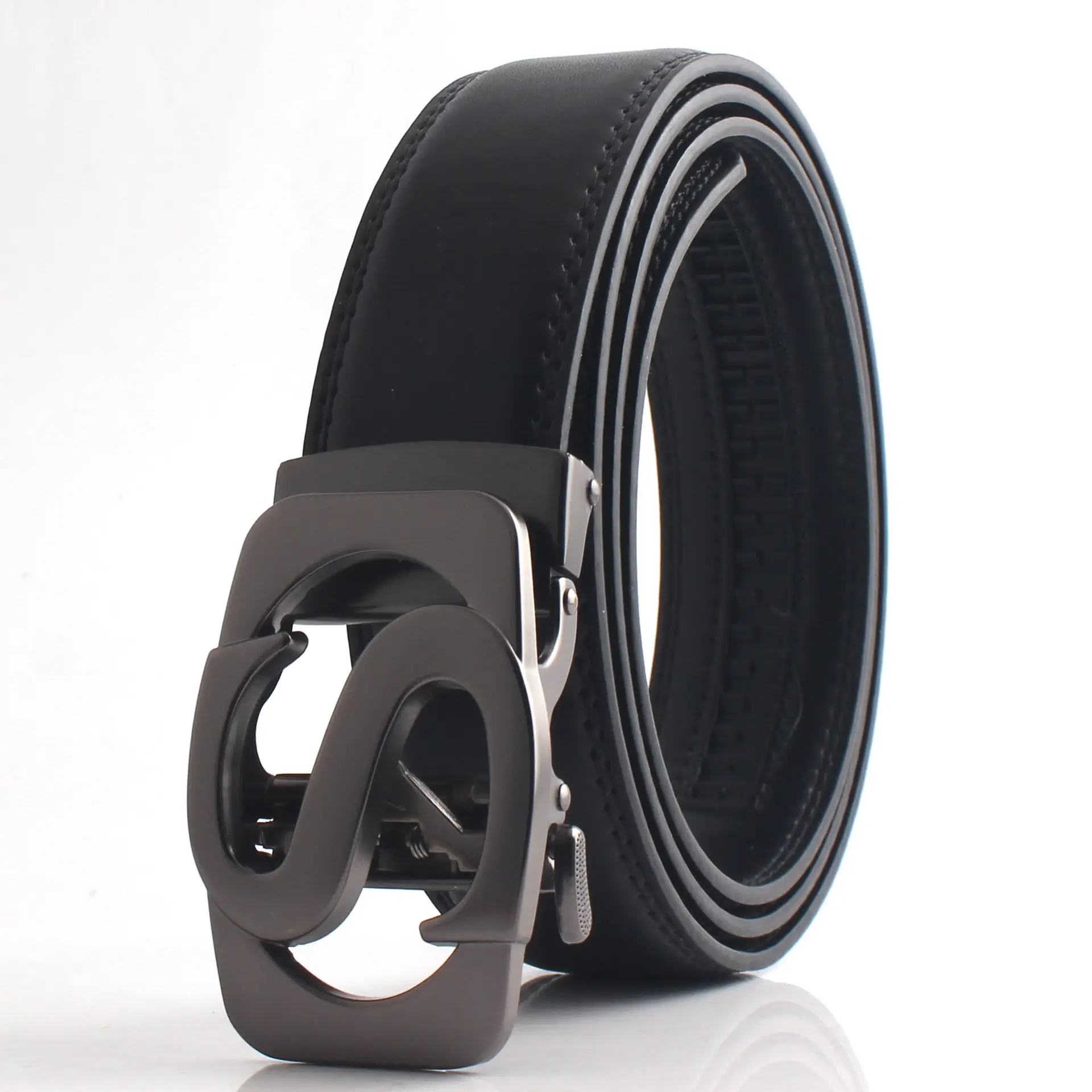 Men's Black Gold & Black Buckle Belt Automatic Closure