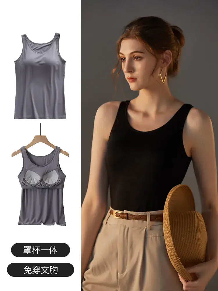 Women's Grey Cotton One-Piece Bra Vest Underwear - Image 20