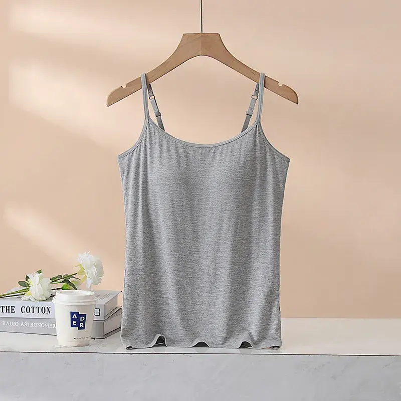 Women's Grey Cotton One-Piece Bra Vest Underwear - Image 15