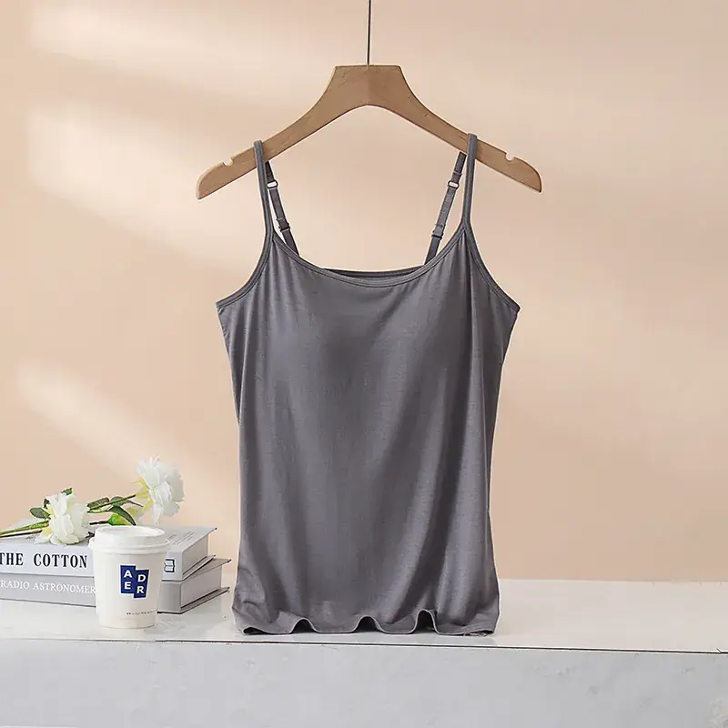 Women's Grey Cotton One-Piece Bra Vest Underwear - Image 16