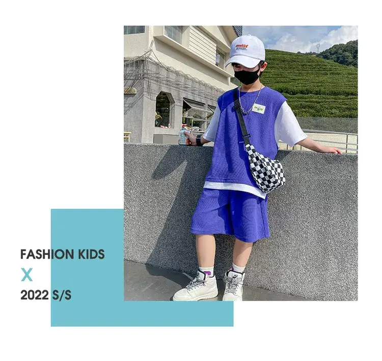 Boys Orange Waffle Shorts Suit 2025 Medium Large — feature 12