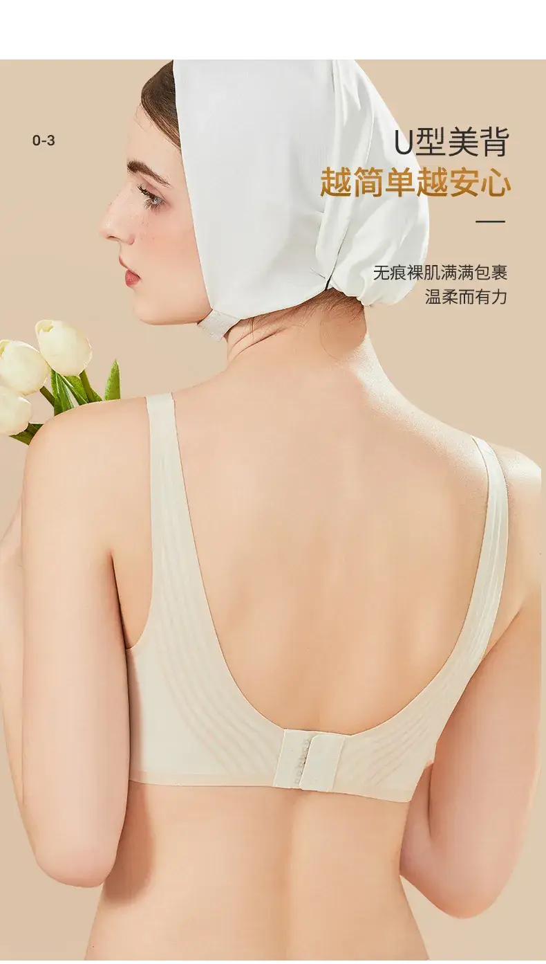Rabbit Ear Bra Big Chest Small Underwear Summer Thin with Chest Pad No Mark Fixed Cup Soft Support No Steel Ring — feature 6