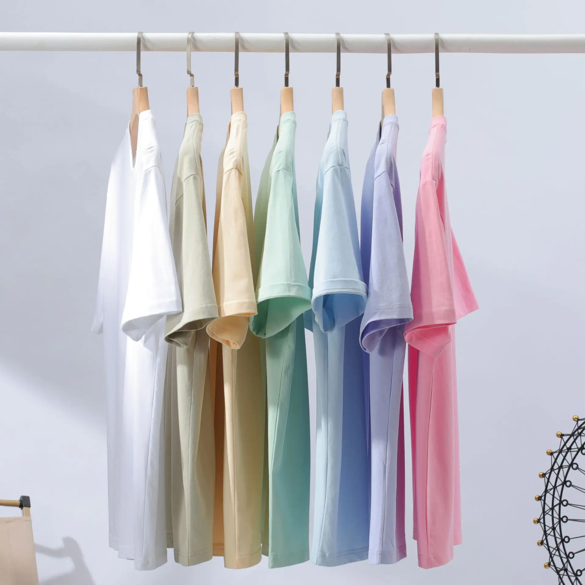 Men Women Summer Cotton Crewneck T-Shirt Light Green - Image 107