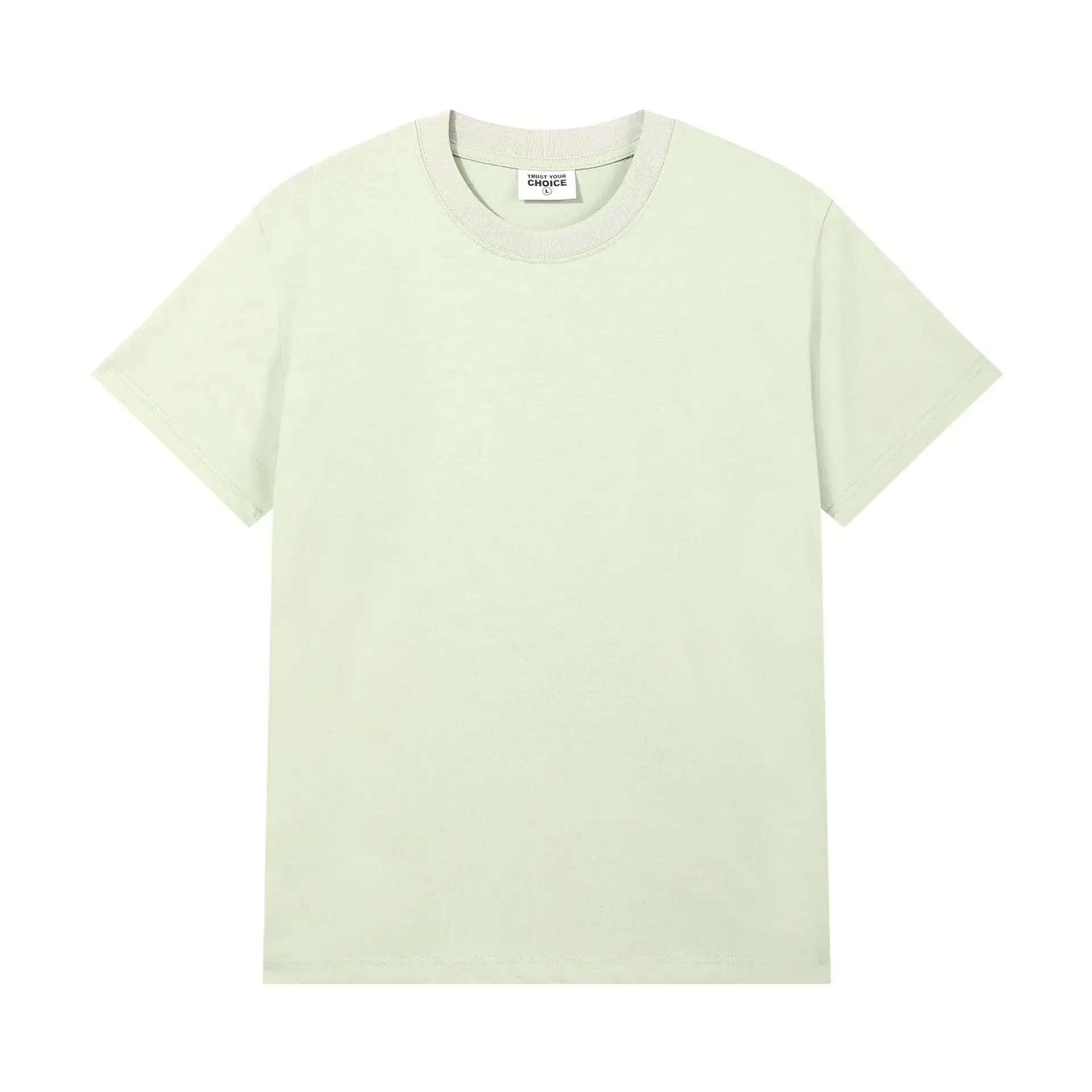 Men Women Summer Cotton Crewneck T-Shirt Light Green - Image 104